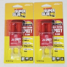 SET OF 2 The Original Super Glue 5 Min Quick Setting Epoxy 1900 PSI Strength