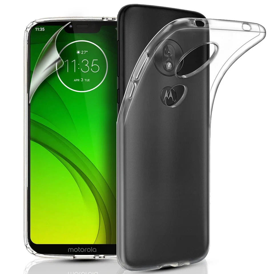 FOR MOTOROLA MOTO G7 / G7 PLUS CLEAR GEL PHONE CASE COVER & SCREEN PROTECTOR