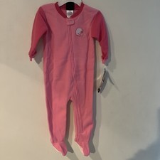 NWT NFL TEAM APPAREL CLEVELAND BROWNS GIRLS 1-PIECE, FULL ZIP PAJAMAS SIZE 12M