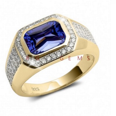 Amethyst Octagon Cut Gemstone with 925 Sterling Silver Ring For Men's #989