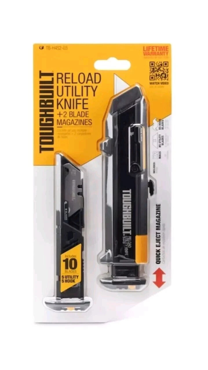 TOUGHBUILT TB-H4S2-03 Reload Utility Knife Quick Change Straight Hook Blades