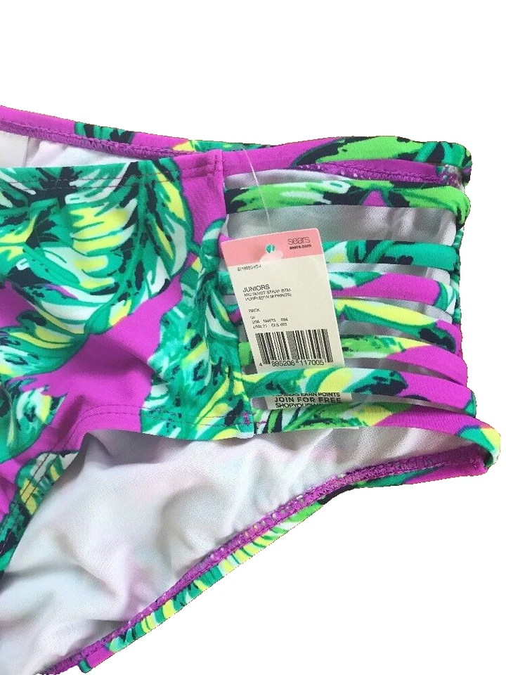 Bikini Bongo Mujer Pestaña Lateral Parte Inferior Estampado Palma Talla XL Púrpura-Nuevo-ENVÍO N 24 HORAS Foto 3 de 4