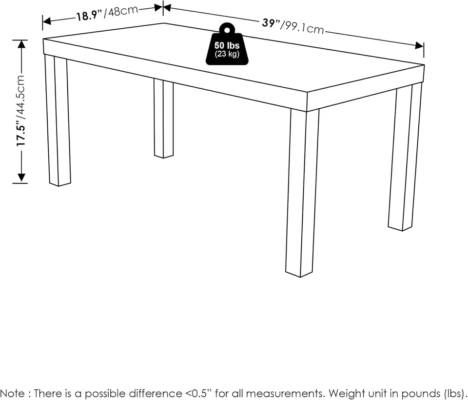 Classic Simple Coffee Table for Living Room, 38.98 (W) X 17.52 (H) X 18.9 (D) In - Image 3 of 4