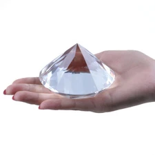 LONGWIN 80MM Clear Crystal Diamond Glass Paperweight Jewels Wedding Decor Gift