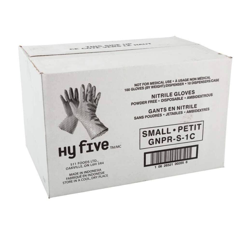 Hy Five Nitrile Gloves - Powder Free-Latex Free -1000 Gloves 10x100/Box (Large)