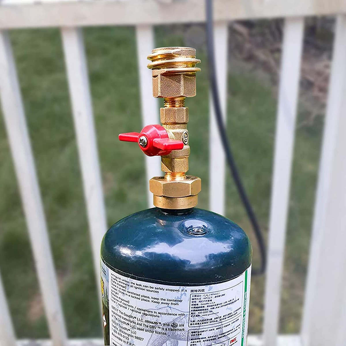 BBQ Grill Propane Tank Adapter w/ Valve 1 lb to 20 lb QCC/Type1 Male