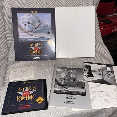 Aces of the Pacific, 1992, Big Box Video Game Flight Aviation Dynamix Disc A1