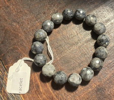Labradorite Bracelet Black Gray Beaded One Size