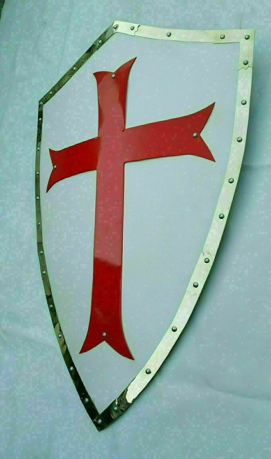 Warrior Shield Red Cross Design for Medieval Knight Crusader Battle-image