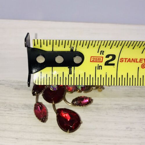 2 - VINTAGE RED PINK AB RHINESTONE NAVETTE BEAD STATEMENT PIN BROOCHES Unmarked - Picture 10 of 21