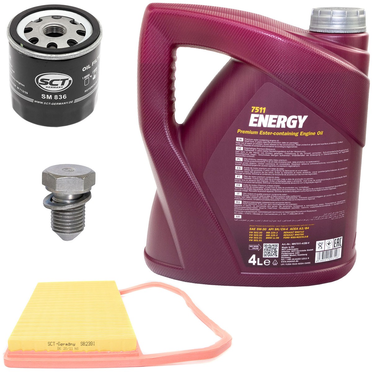 MOTORÖL FILTER SET 5W30 5 Liter + Ölablassschraube Für VW Multivan