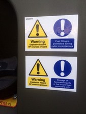 MILITARY LAND ROVER WOLF WMIK SNATCH XD BOWMAN  FUEL WARNING STICKERSL X2 