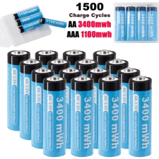 Rechargeable AA AAA Li-ion Lithium ion Batteries 1.5V Battery 1100 / 3400mwh Lot