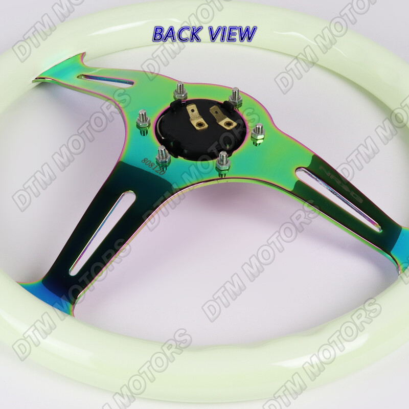 NRG ST-015MC-GL 350MM White Wood Glow In Dark Grip Neo Chrome 14