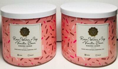 *NEW* ROSE WATER & IVY & VANILLA BEAN ~ 2PK ~ 3 Wick CANDLE  ~ Bath & Body Works