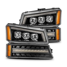 For 03-06 Chevy Silverado Avalanche Alpharex Nova Black Led Projector Headlights