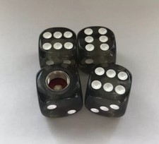 Black Smoke Translucent Dice 4 Pcs Tire Wheel Valve Stem Caps Bike Car Truck