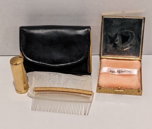 Vintage Rex Fifth Avenue Compact Set Compact/Lipstick/Comb/Change Pocket Clutch - Picture 1 of 13