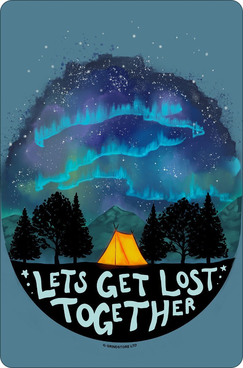 Small Tin Sign: LET'S GET LOST TOGETHER: wild camping great outdoors tent gift