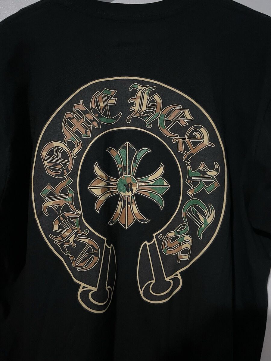 Chrome Hearts Camo Horseshoe T-Shirt Black Men's Size Large Chrome Hearts Camo Horseshoe T-Shirt Black Men's Size Large