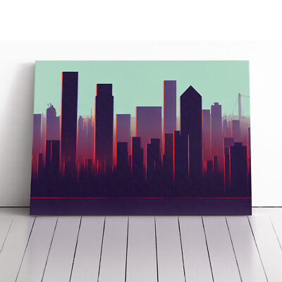 Lebendiger Wolkenkratzer Skyline Leinwand Wandbild Kunstdruck gerahmtes Bild Deko Wohnzimmer