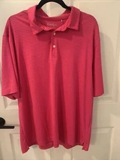 Walter Hagen Polo Preformance Shirt Mens XL Hydro-Dri Pink Striped Golf