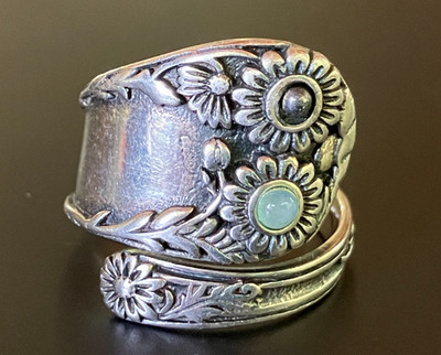 Sterling Silber Wickel Stil Bypass Sonnenblume Ring mit Edelstein Größe 8 1/2