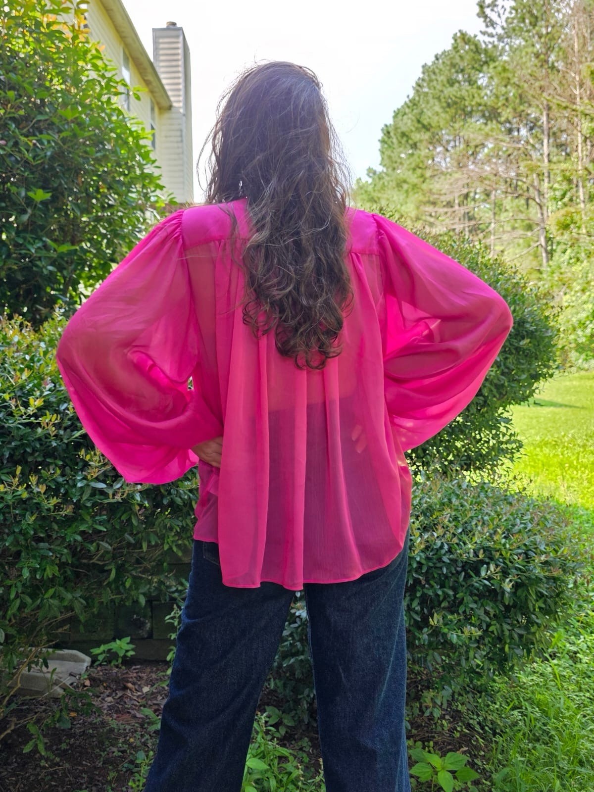 Lucy Paris Pink Nikko Pintucked Silk Blouse Size M