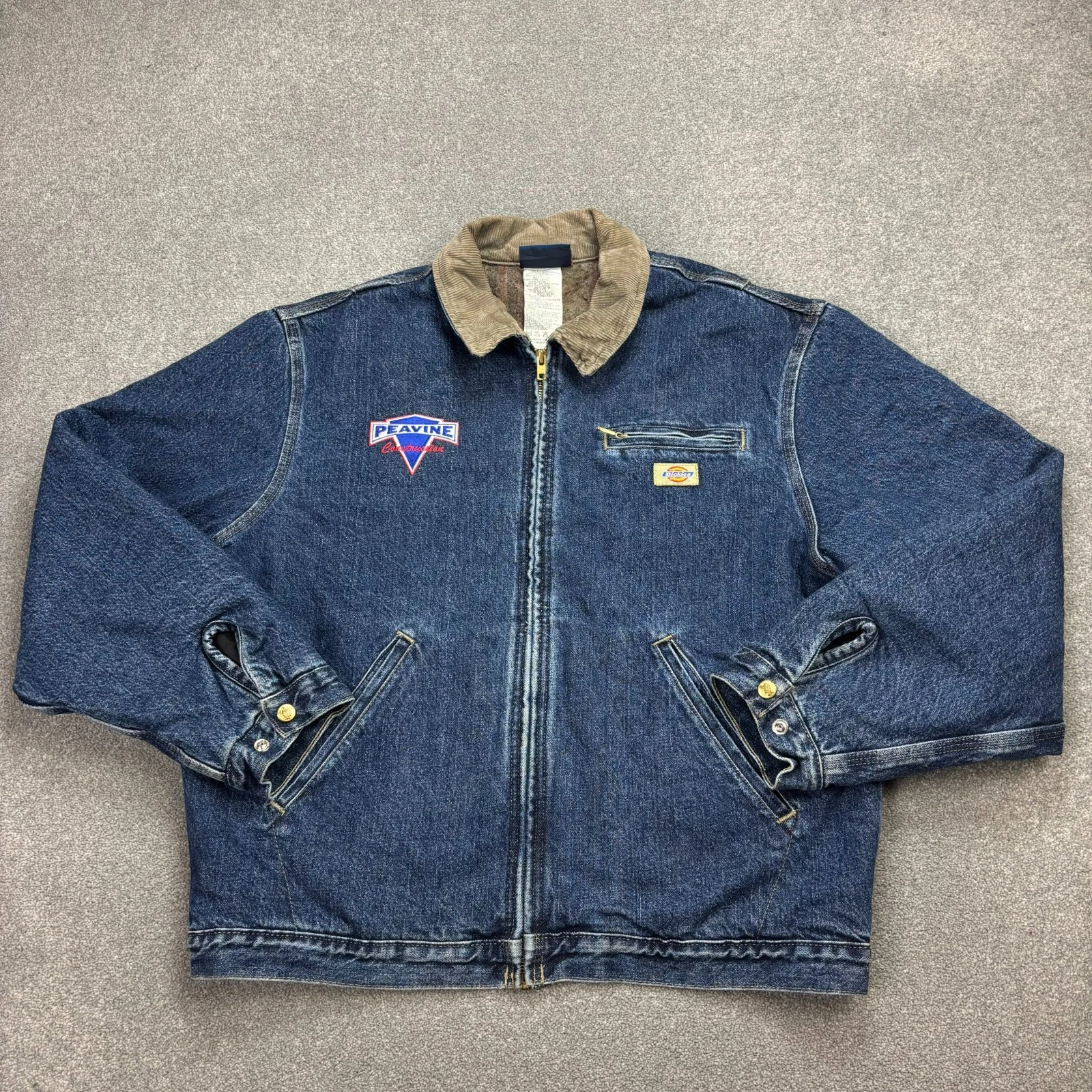 Dickies Jacket Adult Large Blue Detroit Denim Chore Blanket Lined Work Wear Men