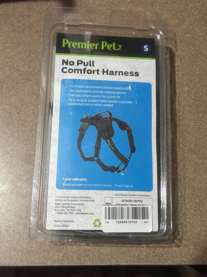 Arnés Premier Pet Tamaño Pequeño 15-30 lb Sin Tirar Perro Negro Máxima Comodidad Foto 2 de 2