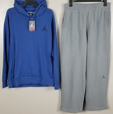 JORDAN FLEECE SWEATSUIT HOODIE  PANTS OUTFIT FRENCH BLUE GREY NEW SIZE LARGE 
