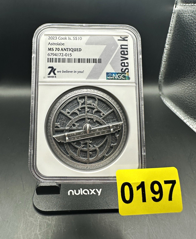 2023 Cook Islands S$10 Astrolabe 2oz Silver NGC MS70 Antiqued Seven K