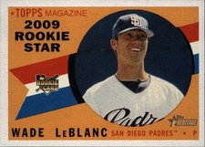 2009 Topps Heritage - Rookie Star Wade LeBlanc San Diego Padres RC Card #141. rookie card picture