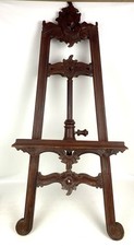 Vintage Hand-Carved 39" Mahogany Baroque Revival Display Floor Easel Stand