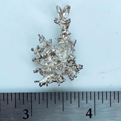 Sterling Silver Freeform Water-Casting Pendant 7.34g - Hand-Crafted / New