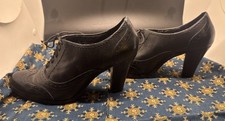 Vintage Connie Black Leather Shoes Womens Office Siren Dark Academia 6.5