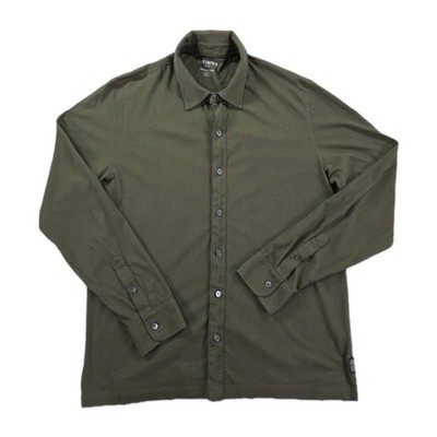Todd Snyder Premium Jersey Shirt Mens Large Green Button Up Long Sleeve