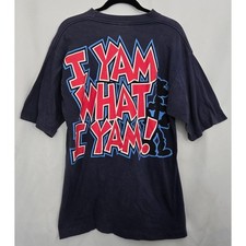 Vintage 90s Popeye T-Shirt Mens M I Yam What I Yam Double Sided 1994 Cartoon Tee