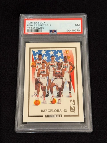 MICHAEL JORDAN 1991 SKYBOX USA BASKETBALL TEAM CARD DREAM TEAM NEAR MINT PSA 7