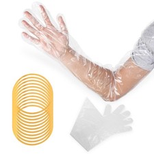 50 Pcs Disposable Dressing Gutting Gloves 35 Inch Shoulder Length Field Dress...