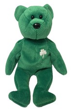 VTG 1997 TY Beanie Babies Erin Shamrock Plush Bear Emerald Green Retired 9 in