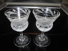 Edinburgh Crystal ? Thistle Pattern - Small Wine / Claret Glasses x2