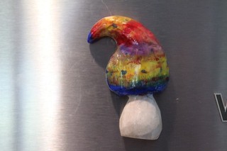 Carved Fairy Magic Mushroom FRIG MAGNET from a Shed Whitetail Antler Point