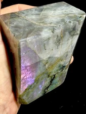 Large 1.48LB Rainbow Labradorite Purple Crystal Quartz Moonstone Freeform Gem