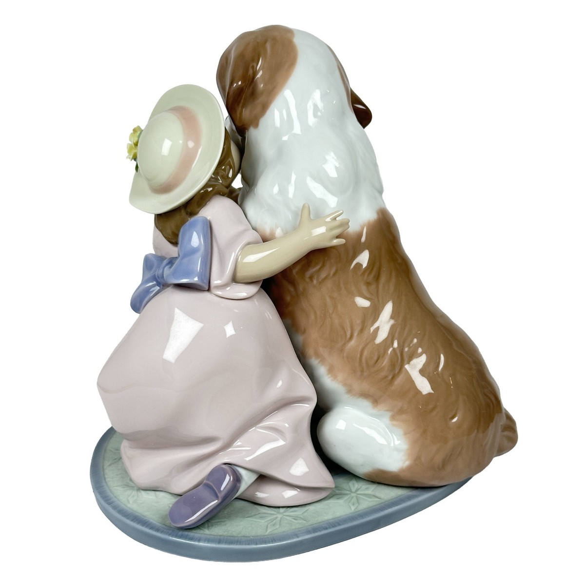 Lladro 6632 A Birthday Kiss Girl Saint Bernard Dog Cake Figurine