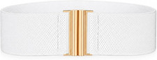White Adjustable Waist Belt Wide Stretchy Elastic Belt for Women