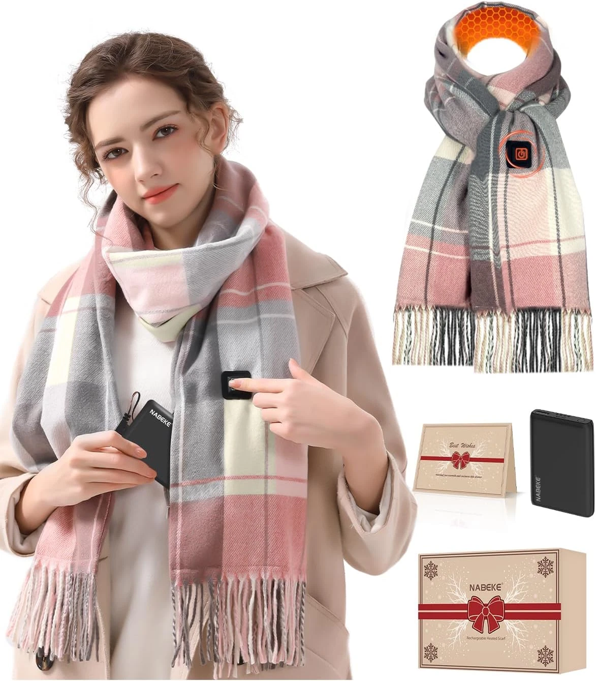 Electric Heating Scarf for Women Rechargeable with 3 Temperature 5000Mah Battery