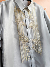 Barong tagalog Silver-Light Gray color size 3XL fits US XL Design A