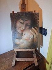 Quadro Olio Su Tela Madonna Con Bambino