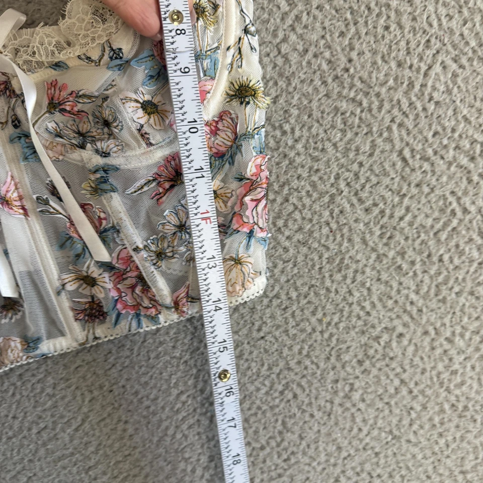 Y2K Victoria Secret Dream Angels Bustier Corset Top Small Mesh Floral Lace - Image 4 of 4